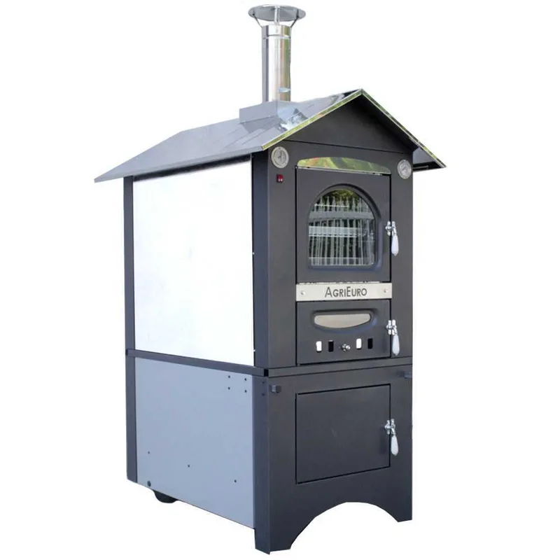 AgriEuro Medius Plus 100 EXT - Four à bois en acier d'extérieur - ventilé, toit inox