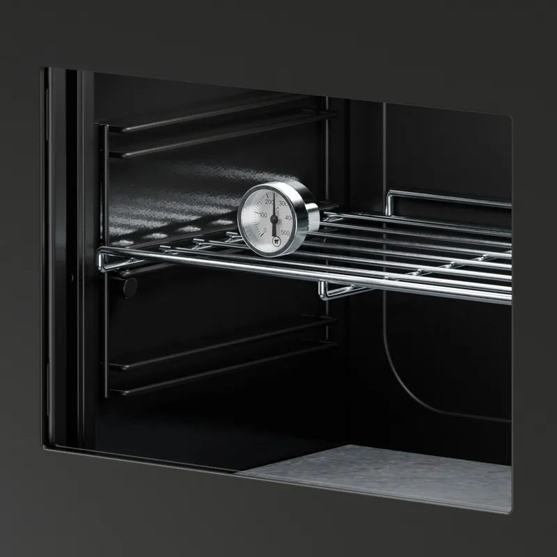 Thermorossi poêle à bois Zen O Evo6 avec compartiment four et compartiment range-bûches noir mat