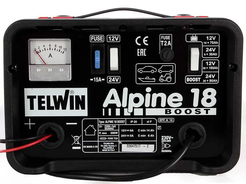 Telwin Alpine 18 Boost - Chargeur de batterie - batteries humides d'une tension de 12/24V - monophasé