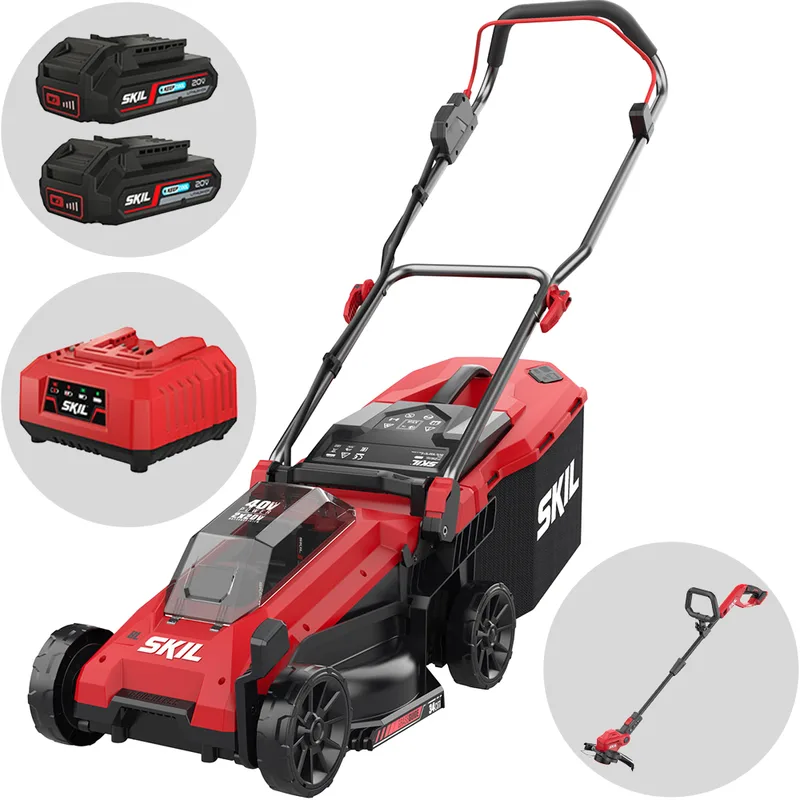 Skil 0130 BA - Tondeuse à gazon sans fil - 2x20V/2ah - Coupe 34 cm - Coupe-bordures en cadeau