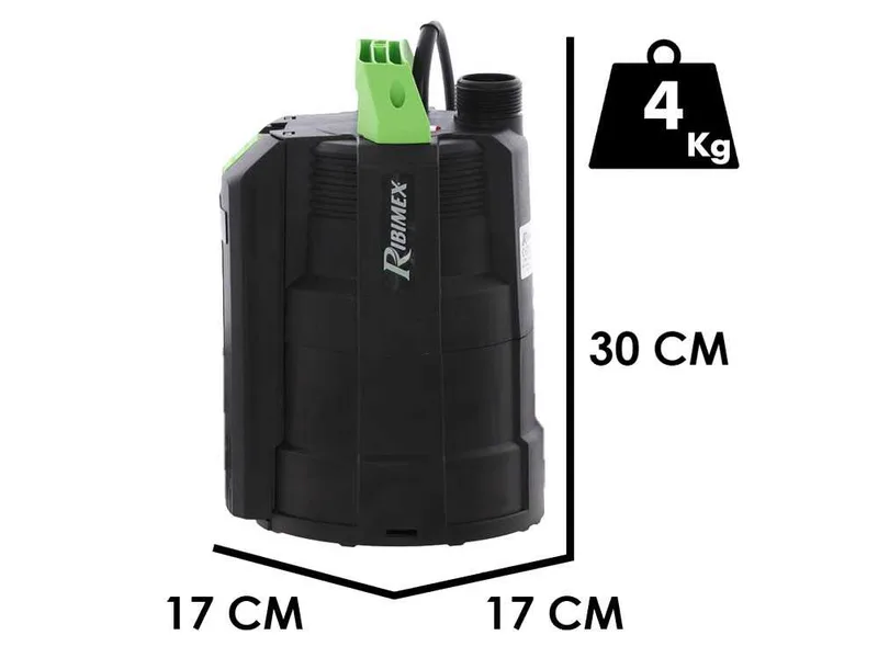 Ribimex PRPVC365A - Pompe électrique submersible pour eaux claires - 350 W - Raccords 25/32 mm