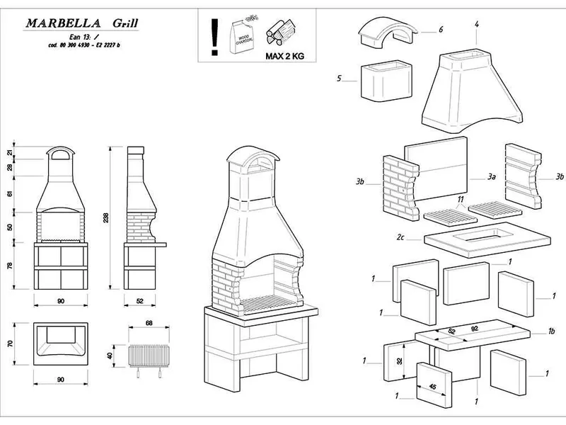 Palazzetti Marbella - Barbecue Module Grill à bois et charbon en maçonnerie