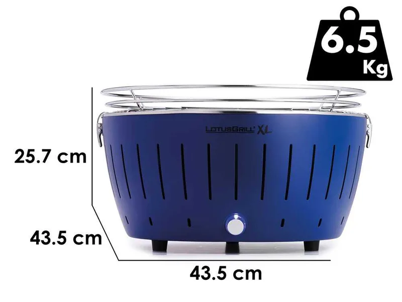 LotusGrill LG G435 U BL - Barbecue portable pour l'extérieur XL - Coque bleue
