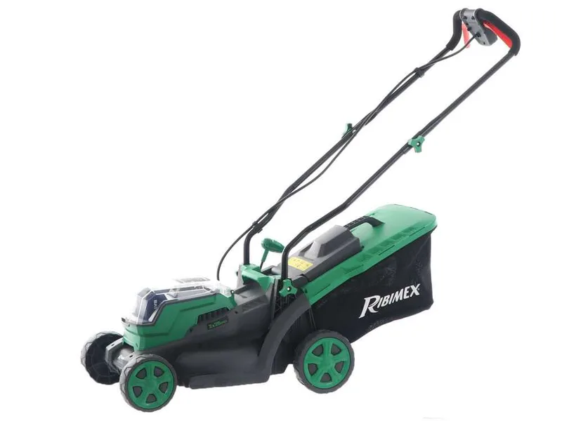 Tondeuse à poussée à batterie RIBIMEX PRBAT20-TON33 - Batterie de 2x20V 4Ah - Largeur de coupe 34 cm