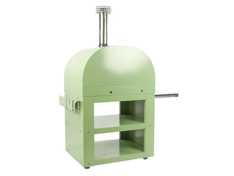 Clementi Gold - Four à bois d'extérieur pour pizza avec chariot - Chambre de cuisson 80 x 60 - 4 pizzas - Vert
