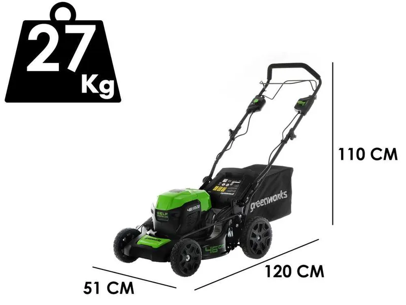 Greenworks GD48LM46SP - Tondeuse à gazon batterie 48V