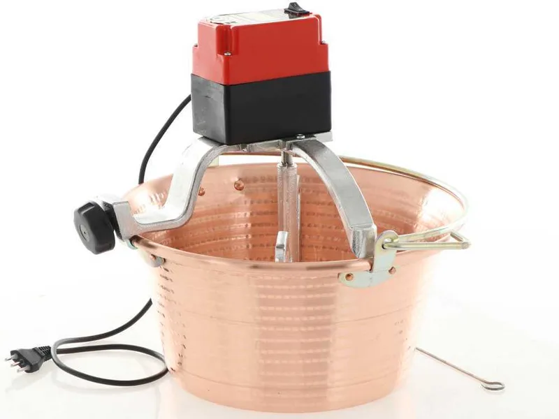 Chaudron électrique en cuivre martelé pour polenta NuovaFac Cuoca Automatica base plate 14L - 30W