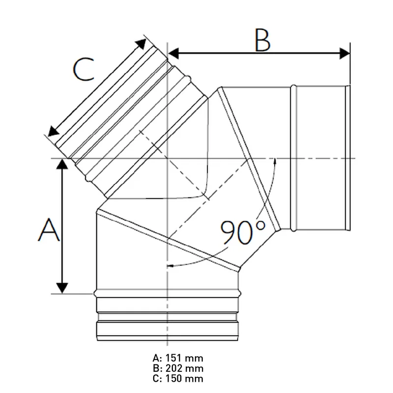 Schiedel PRIMA PLUS coude d’inspection 90° H1 Ø150 mm simple paroi mat