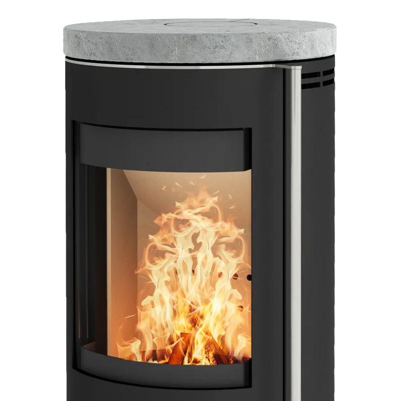 Fireplace Elite Toronto Poêle à bois en acier noir avec plaque de recouvrement en stéatite.