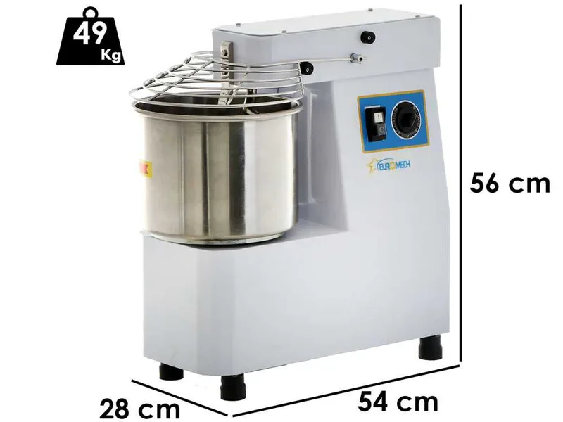 Euromech EMF 10 - Pétrin à spirale capacité 8 Kg - Monophasé