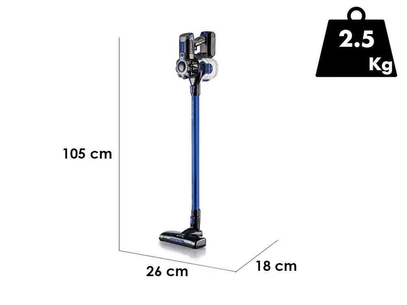 Ariete Lithium Blu - Balai électrique rechargeable sans fil - Batterie au lithium 22.2 V/ 2.2 Ah