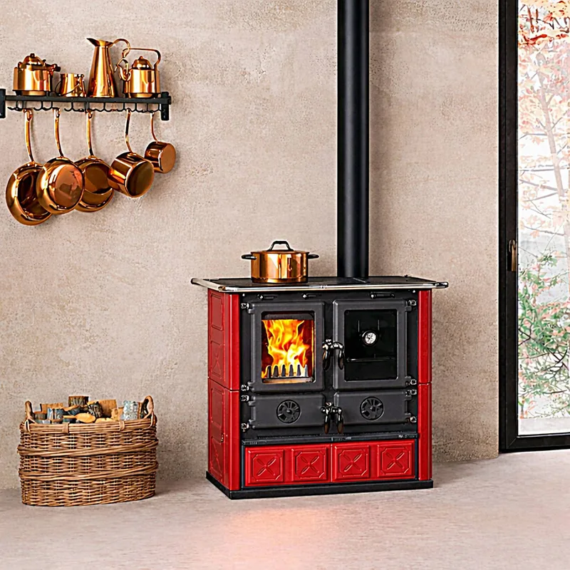 La Nordica ROSETTA.16 Majolique - rouge bordeaux cuisinière à bois