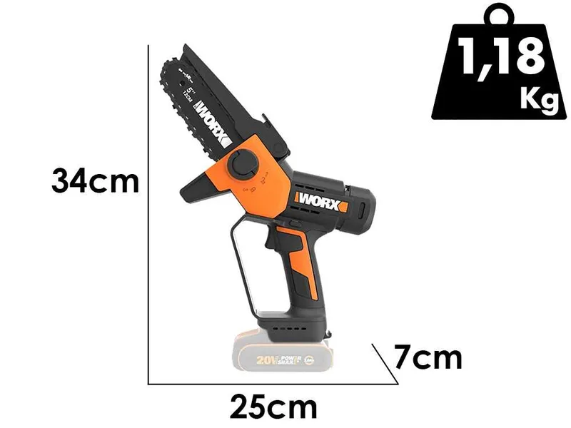 Worx WG326E - Élagueuse sur batterie + perche de rallonge de 125 cm - 20 V 4 Ah