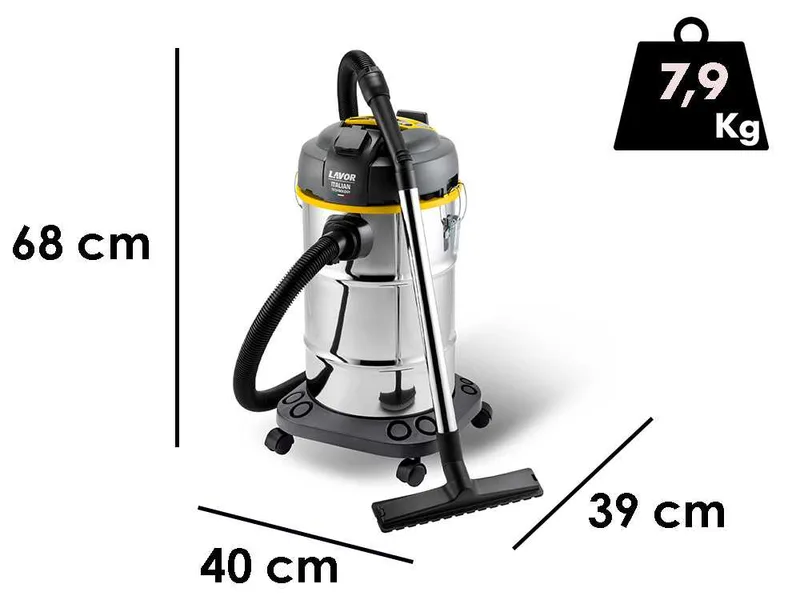 Lavor WTP 30 XE - Aspirateur eau et poussières - Cuve Inox 30 lt - 1600 W