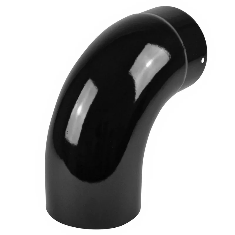 Coude de conduit de fumée / Coude de tuyau de poêle émaillé 130 mm - Coude à 90° lisse Noir