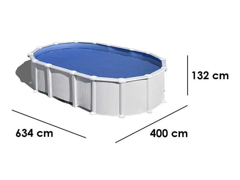 Gre Haiti Ovale 610 x 375 x 132 cm - Piscine hors-sol en acier - Traverses enterrées