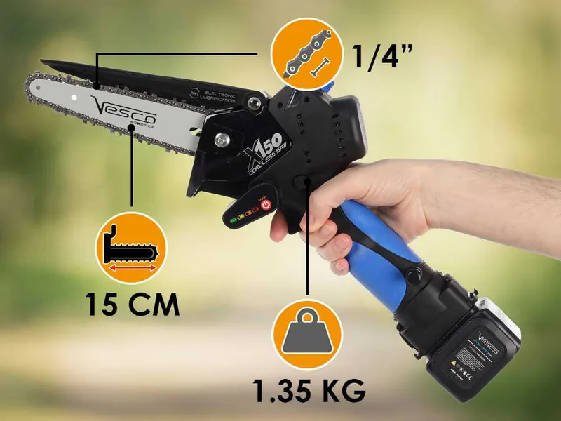 Vesco X150 - Élagueuse manuelle à batterie - 2 batteries de 21,6V 2,5Ah