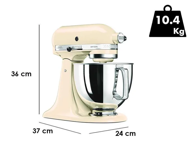 KitchenAid Artisan 5KSM125-EAC Crème - Batteur mélangeur planétaire avec tête relevable