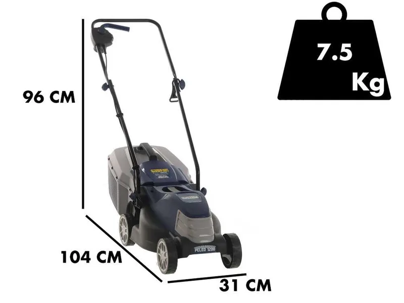BullMach PELEO 1200 - Tondeuse à gazon électrique - 1200W - Coupe de 32 cm