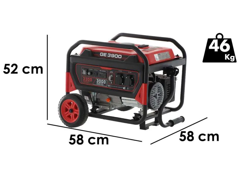 Mosa GE 3900 - Groupe électrogène à essence sur chariot 3.3 KW - Continu 3 kW Monophasé