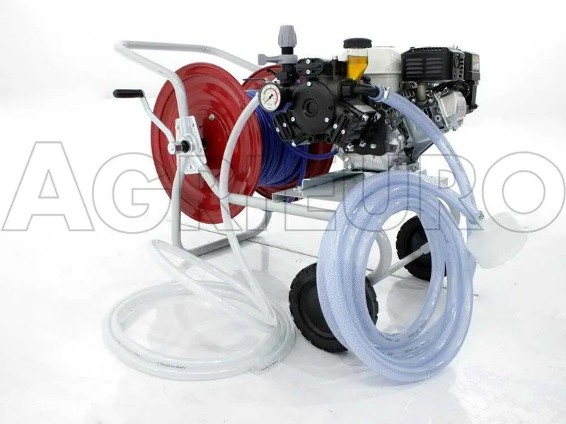 Groupe motopompe de pulvérisation Comet APS 41 avec moteur à essence Honda GP 160 et chariot