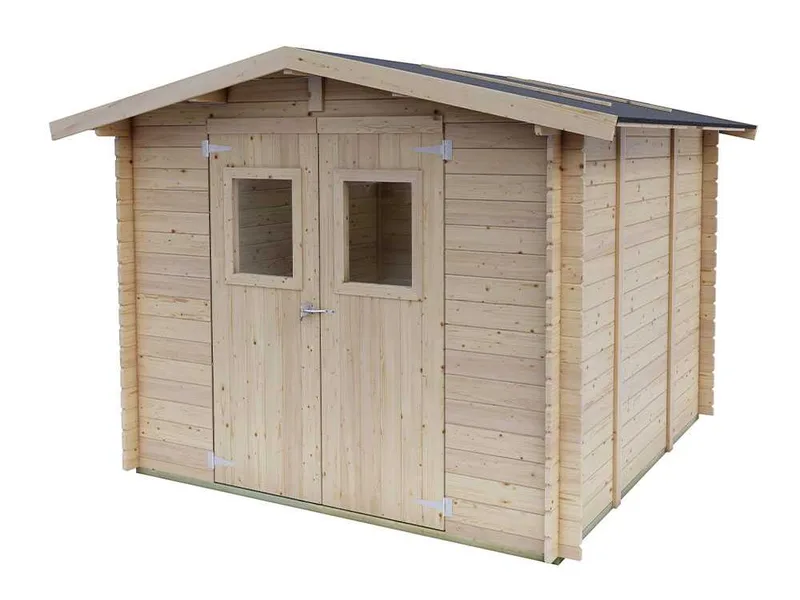 Alce Iris 249 x 249 cm – Abri de jardin en bois - Avec fenêtres et porte double battant – 249 x 249 x 207 cm