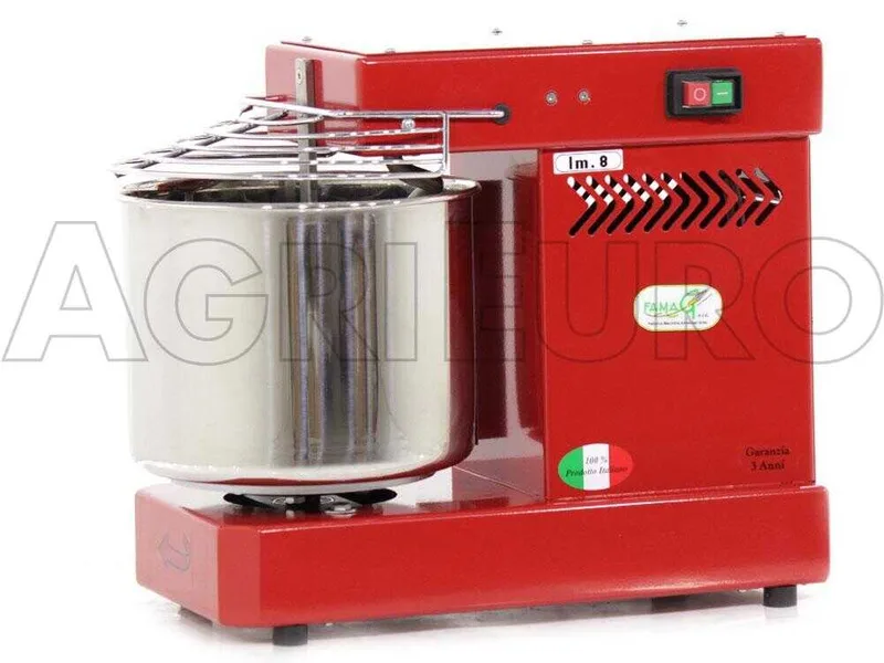 Pétrin à spirale professionnel Famag IM 8 avec capacité de pétrissage de 8 KG - Rouge