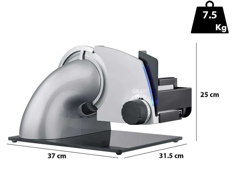 Graef SKS Line 700 Silver - Trancheuse en porte-à-faux avec lame de 170 mm - Avec éclairage à Led
