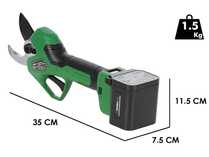GreenBay TopCut 45 - Sécateur électrique de taille - 2x 21.6V 4Ah - Diamètre de coupe 45 mm