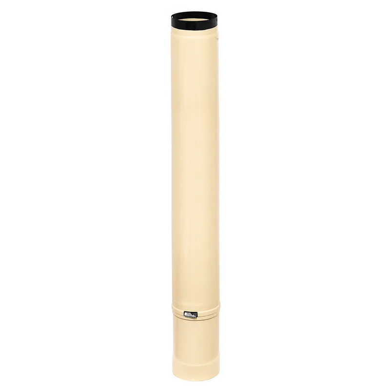 Tube de raccordement / Tuyau de poêle émaillé 150 mm - Longueur 1000 mm Tube télescopique Ivoire