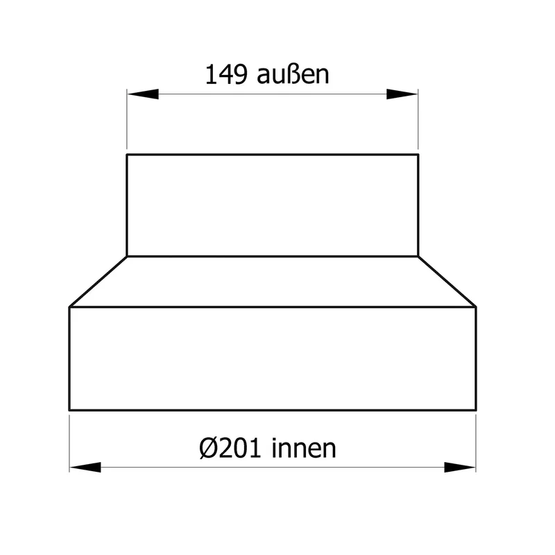 Raik Basic Réduction 200mm - 150mm noir pour tuyau de fumée / conduit de fumée