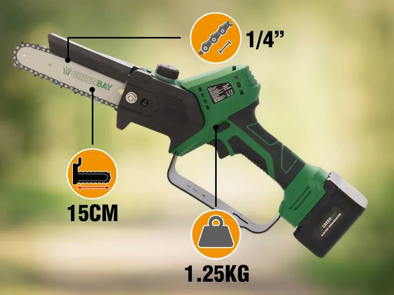 GreenBay TopSaw 6C - Élagueuse à batterie sur perche - 2 batteries de 16,8 V - 2 Ah