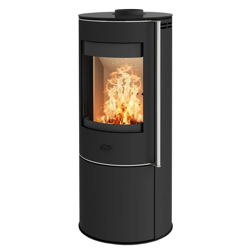 Fireplace Elite Toronto Poêle à bois en acier noir avec plaque de recouvrement en verre