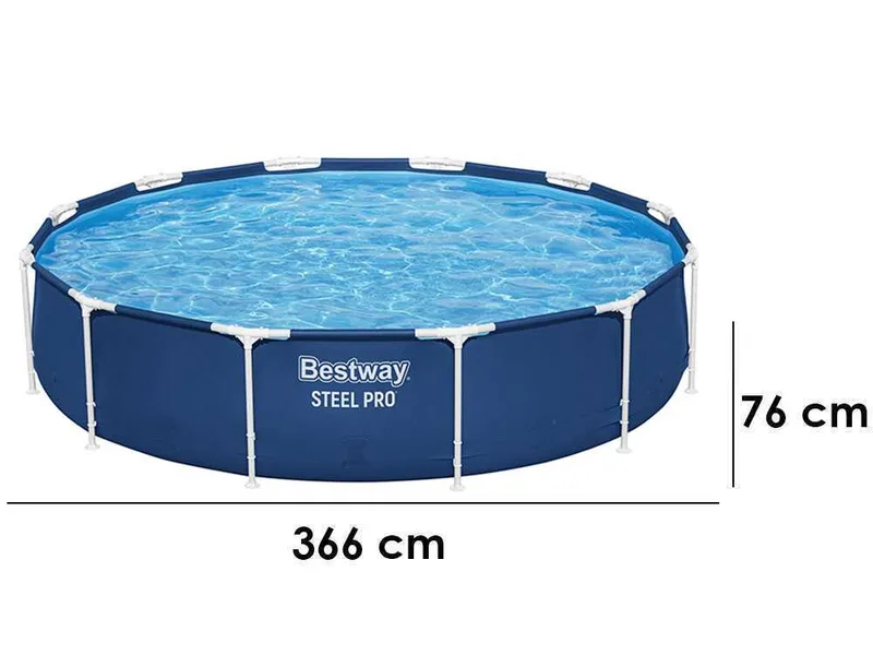 Bestway Steel Pro 56681 - Ø366x76 cm - Piscine ronde + pompe de filtration 16 W