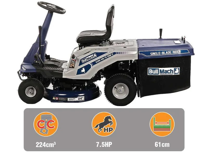 BullMach icaro 610-75 rsm-v - Tondeuse autoportée mini rider - Moteur de 224 cm³