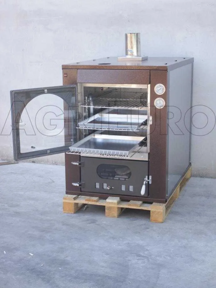 AgriEuro Magnus 100 Deluxe INC - Four à bois en acier encastrable - Cuivre émaillé - Inox