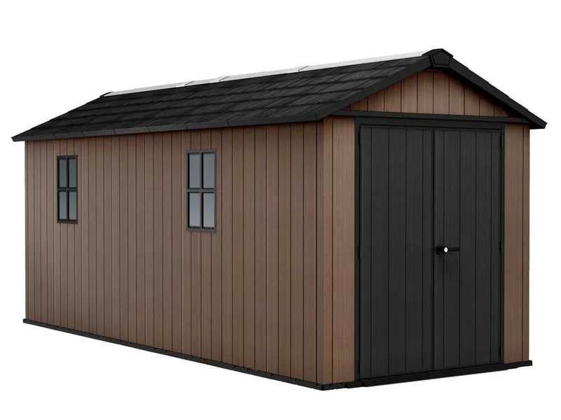 Keter Newton plus 7517/1775 - Abri de jardin - Avec porte à double battant et fenêtres - 230 x 539 x 246 cm