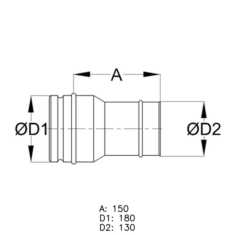 Schiedel réduction PPL simple paroi 180mm - 130mm mat