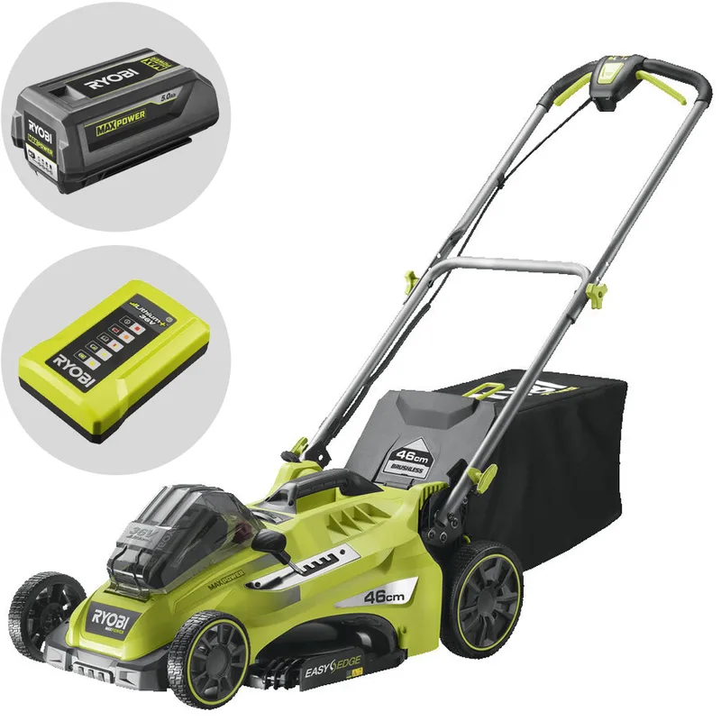 Tondeuse à batterie ryobi RLM36X46H50PG - MAX power 36V - 5Ah - bac de 45 l - coupe de 46 cm