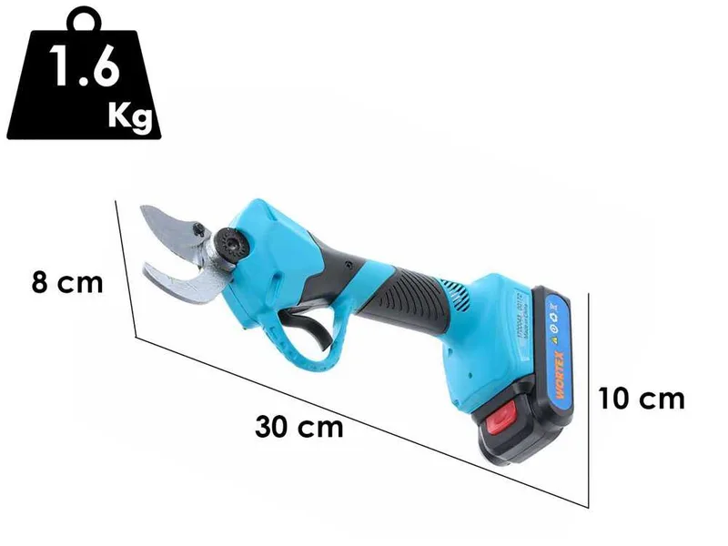 Sécateur électrique de taille Wortex Piranha 30-M, batterie Li-ion de 2 Ah - Diamètre de coupe 27 mm