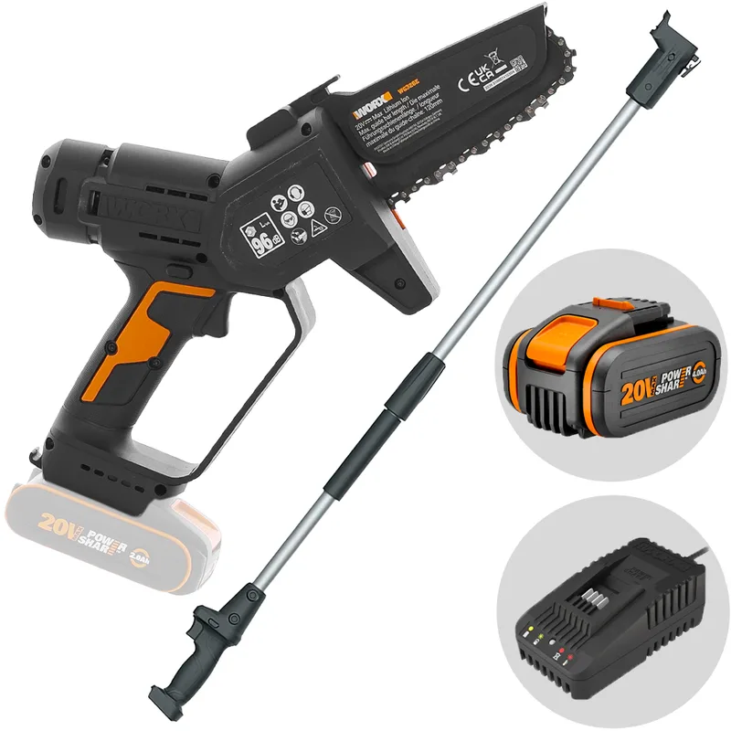 Worx WG326E - Élagueuse sur batterie + perche de rallonge de 125 cm - 20 V 4 Ah