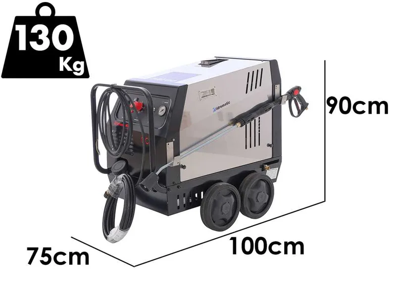Idromatic Eco 120.11 - Nettoyeur haute pression professionnel à eau chaude - 130 bar - 660 L/h - Monophasé