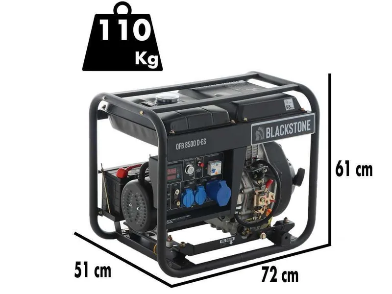 BlackStone OFB 8500 D-ES - Groupe électrogène Monophasé Diesel - 6.3 kw - Cadran ATS inclus
