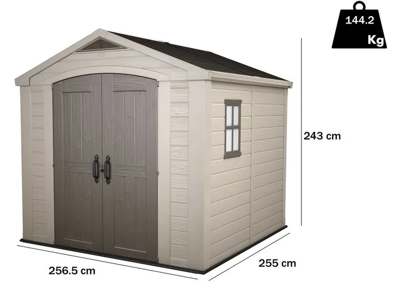 Keter Factor beige - Abri de jardin - Avec fenêtre latérale - 256.5x255x243 cm