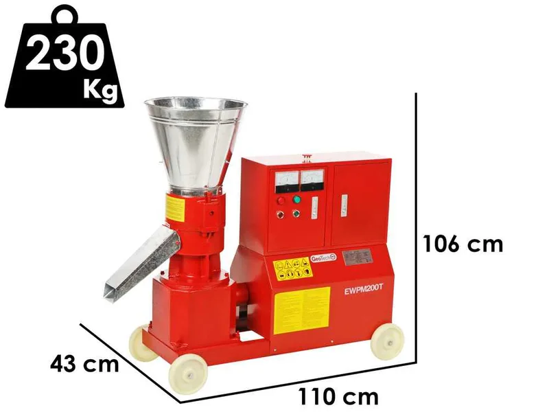 GeoTech Pro EWPM200T - Presse à pellets Triphasée - Fabrication de pellets pour le chauffage