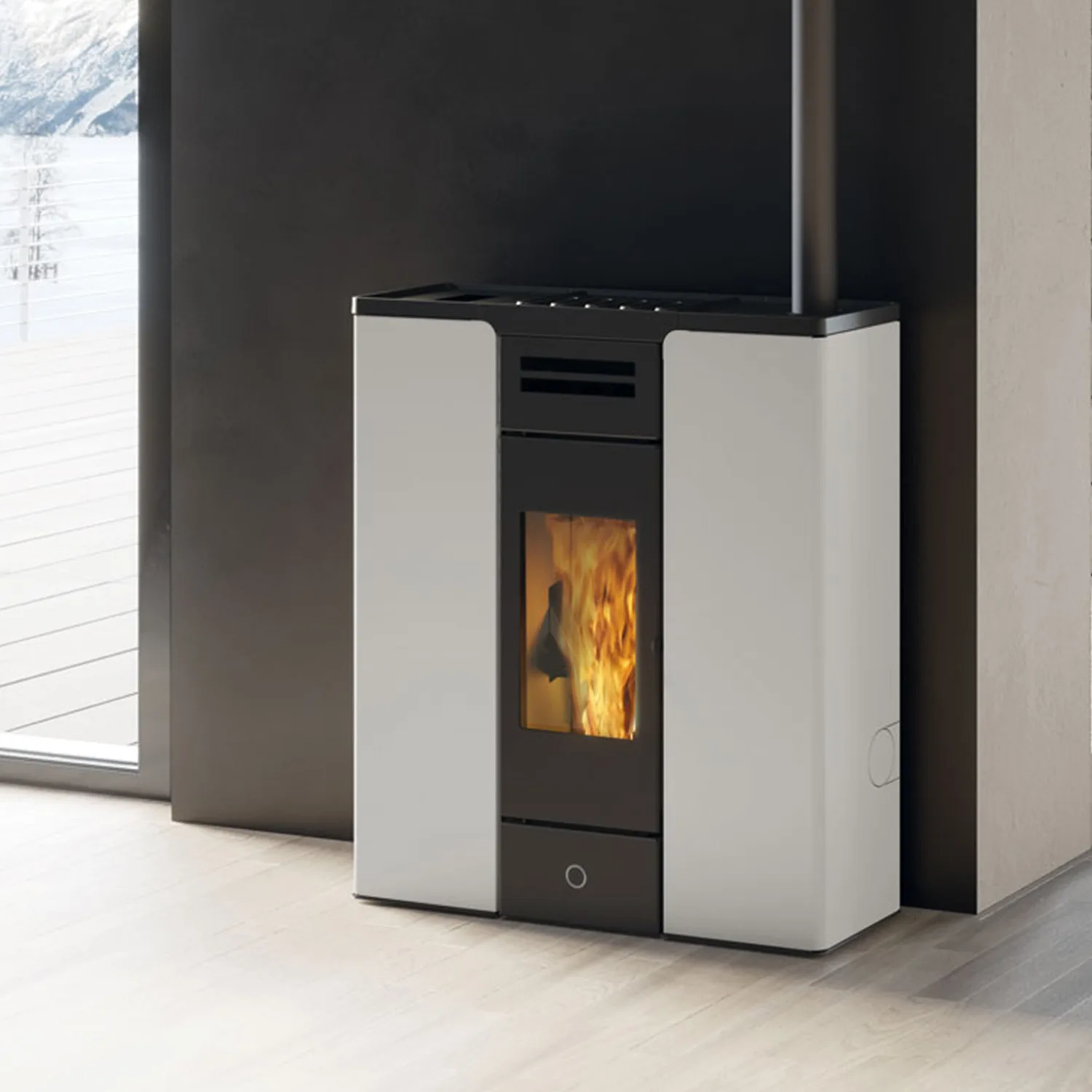 EK63 Entity 90+ Evo Poêle à granulés acier blanc