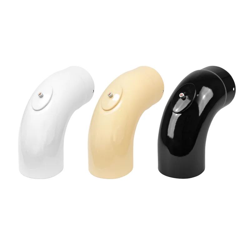 Coude de conduit de fumée / Coude de tuyau de poêle émaillé 120 mm - Coude lisse à 90° blanc avec ouverture de nettoyage