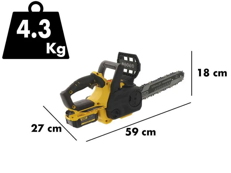 Stanley Fatmax V20 - Tronçonneuse à batterie 18 V 4 Ah - Guide de 30 cm