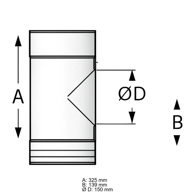 Schiedel PRIMA PLUS té 90° Ø150 mm pour raccord Ø150 mm simple paroi mat