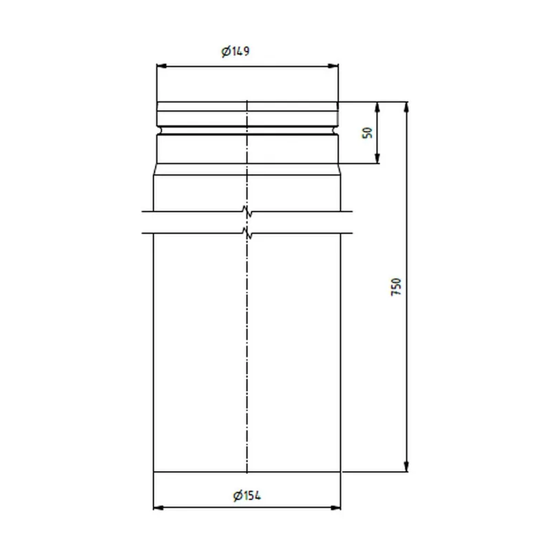 Raik tuyau LS diamètre 150x750x2,00mm rétreint gris